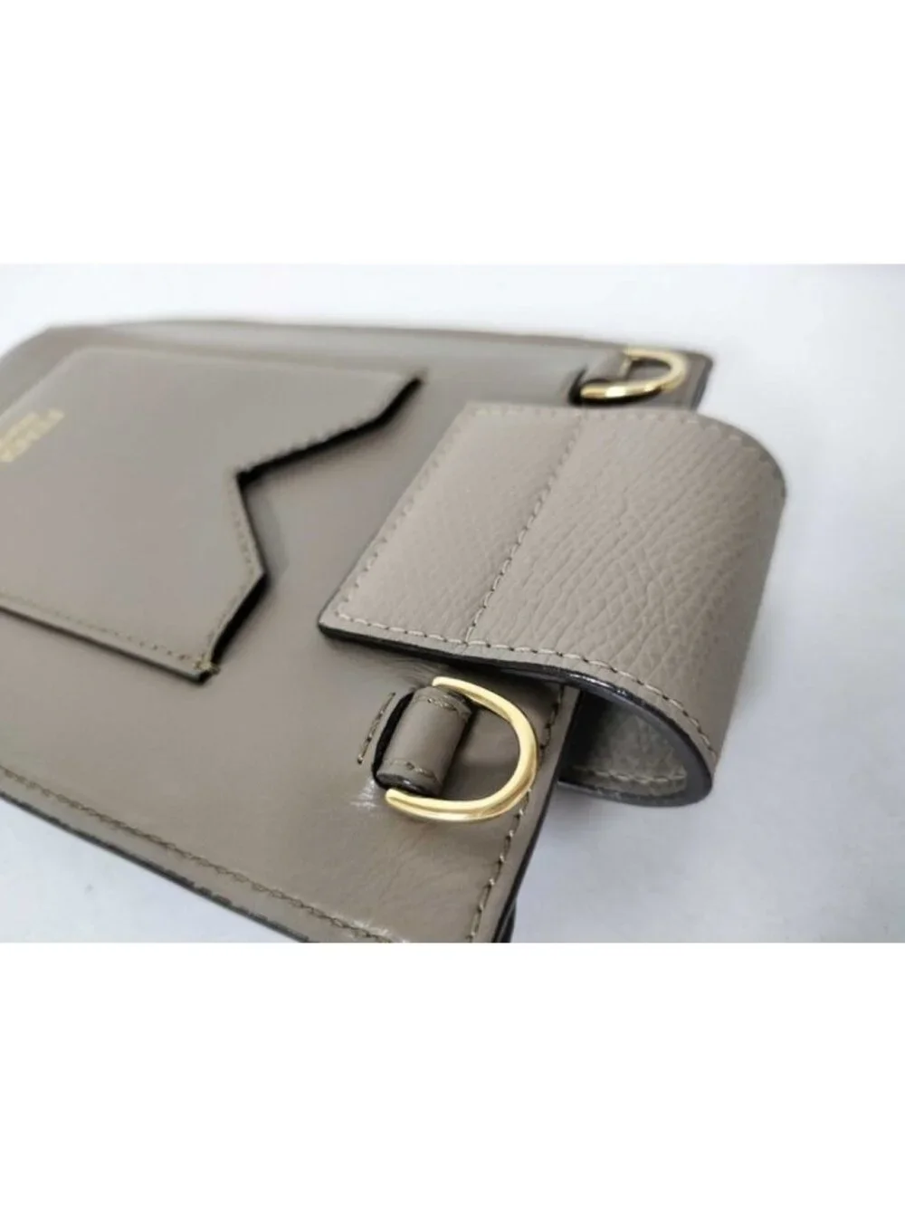 Fendi Shoulder Bag FF Diamond Phonepouch Greige Type Leather Smartphoneshoulder